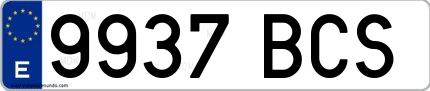 Ejemplo de matrícula española 9937 BCS