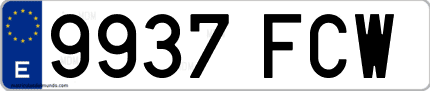 Ejemplo de matrícula de coche ordinaria 9937 FCW