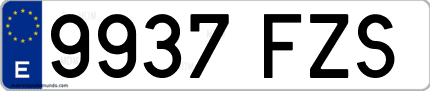 Ejemplo de matrícula de coche ordinaria 9937 FZS