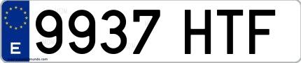 Ejemplo de matrícula española 9937 HTF