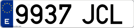 Ejemplo de matrícula de coche ordinaria 9937 JCL