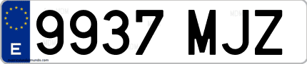 Ejemplo de matrícula de coche ordinaria 9937 MJZ