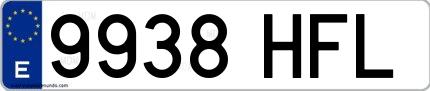 Ejemplo de matrícula española 9938 HFL