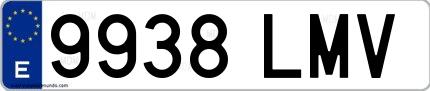 Ejemplo de matrícula española 9938 LMV