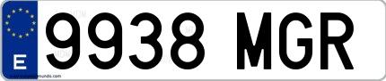 Ejemplo de matrícula de coche ordinaria 9938 MGR
