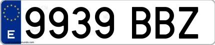 Ejemplo de matrícula española 9939 BBZ
