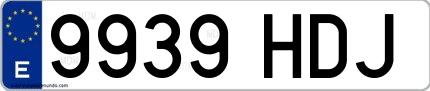 Ejemplo de matrícula española 9939 HDJ