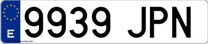 Ejemplo de matrícula española 9939 JPN