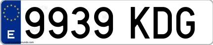 Ejemplo de matrícula española 9939 KDG