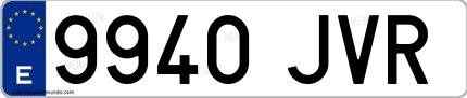 Ejemplo de matrícula española 9940 JVR