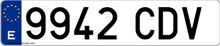 Ejemplo de matrícula de coche ordinaria 9942 CDV