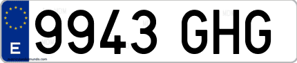 Ejemplo de matrícula de coche ordinaria 9943 GHG