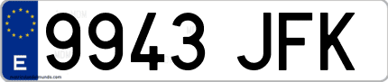 Ejemplo de matrícula de coche ordinaria 9943 JFK