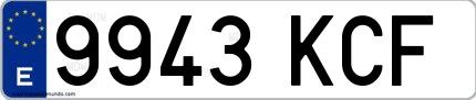 Ejemplo de matrícula española 9943 KCF