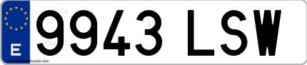 Ejemplo de matrícula española 9943 LSW