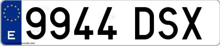 Ejemplo de matrícula española 9944 DSX
