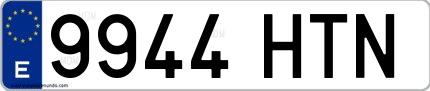 Ejemplo de matrícula de coche ordinaria 9944 HTN
