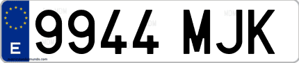 Ejemplo de matrícula de coche ordinaria 9944 MJK