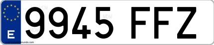 Ejemplo de matrícula española 9945 FFZ