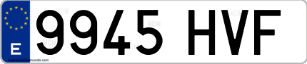 Ejemplo de matrícula de coche ordinaria 9945 HVF