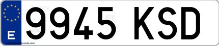 Ejemplo de matrícula de coche ordinaria 9945 KSD