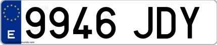 Ejemplo de matrícula española 9946 JDY
