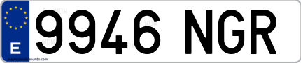 Ejemplo de matrícula de coche ordinaria 9946 NGR