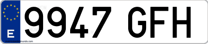 Ejemplo de matrícula de coche ordinaria 9947 GFH