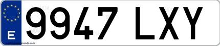 Ejemplo de matrícula española 9947 LXY