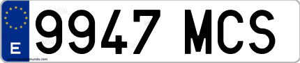 Ejemplo de matrícula de coche ordinaria 9947 MCS