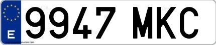 Ejemplo de matrícula española 9947 MKC
