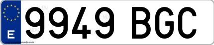 Ejemplo de matrícula española 9949 BGC