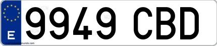 Ejemplo de matrícula española 9949 CBD