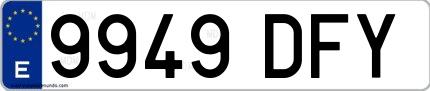 Ejemplo de matrícula española 9949 DFY