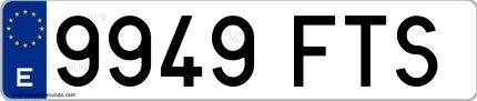 Ejemplo de matrícula española 9949 FTS