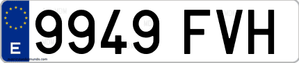Ejemplo de matrícula de coche ordinaria 9949 FVH