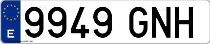Ejemplo de matrícula española 9949 GNH