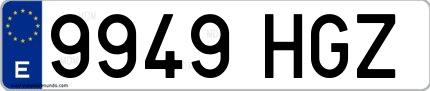 Ejemplo de matrícula española 9949 HGZ