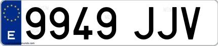Ejemplo de matrícula española 9949 JJV