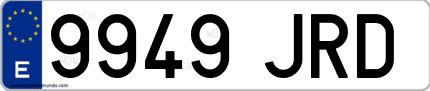 Ejemplo de matrícula de coche ordinaria 9949 JRD