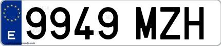 Ejemplo de matrícula española 9949 MZH