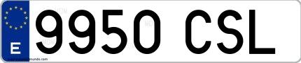 Ejemplo de matrícula española 9950 CSL