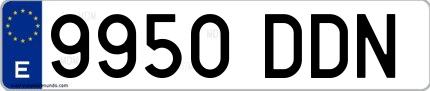 Ejemplo de matrícula española 9950 DDN
