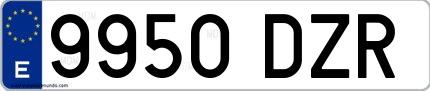 Ejemplo de matrícula española 9950 DZR
