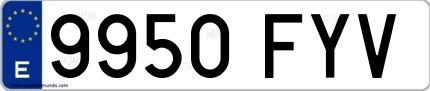 Ejemplo de matrícula española 9950 FYV