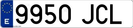 Ejemplo de matrícula española 9950 JCL