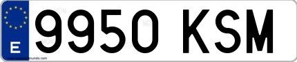 Ejemplo de matrícula española 9950 KSM