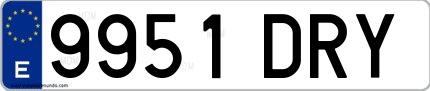 Ejemplo de matrícula española 9951 DRY
