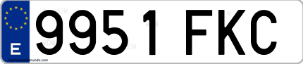 Ejemplo de matrícula de coche ordinaria 9951 FKC