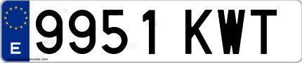 Ejemplo de matrícula de coche ordinaria 9951 KWT